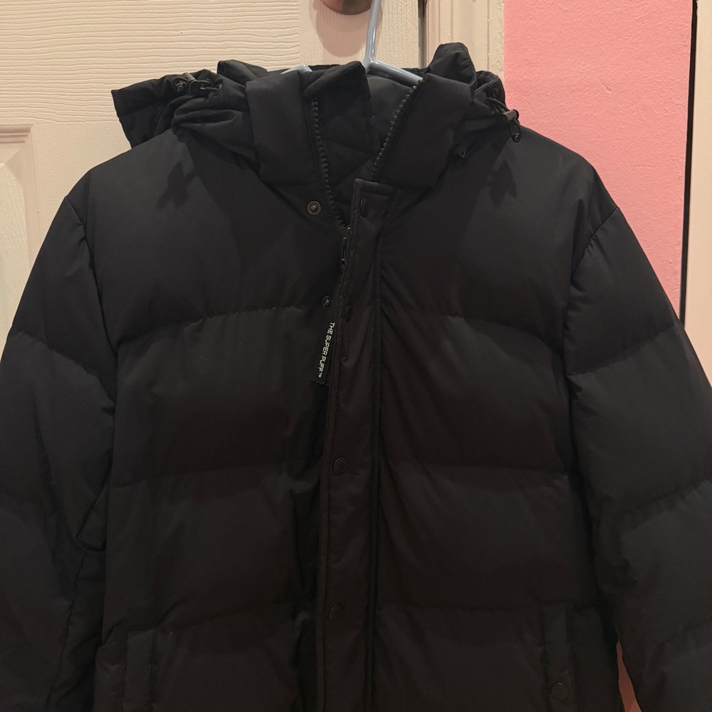 Aritzia Super Puff Reglar Length Black Puffer Jacket with Hood - Picture 4 of 16